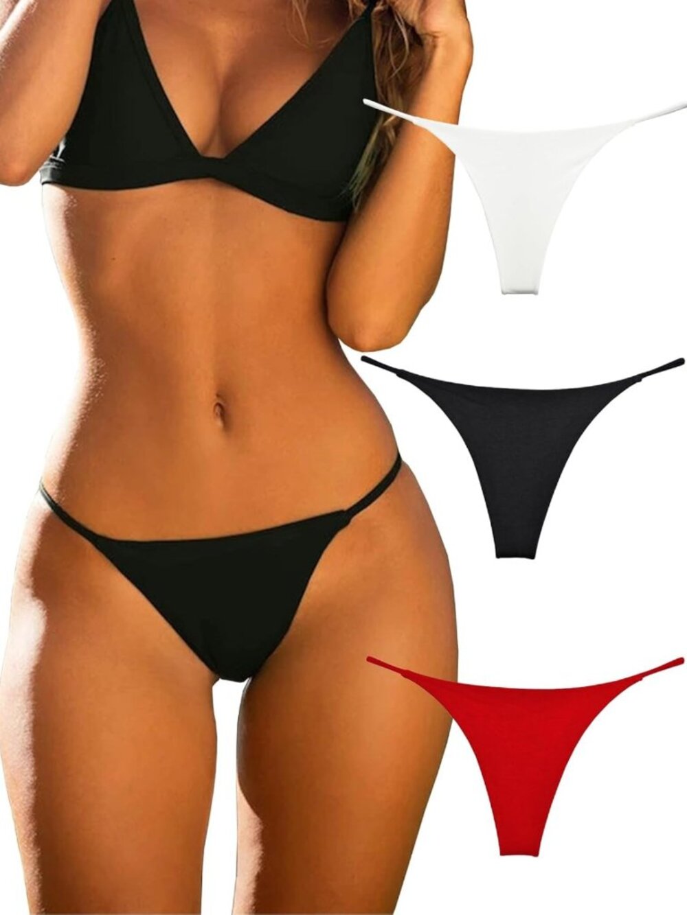 Sexy Seamless Cotton Thongs for Women - 3 Pack G-String Panties Set